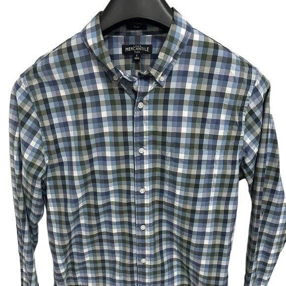 J Crew Mercantile Flex Button Down Shirt Blue Colorful Check Long Sleeve Large - Picture 1 of 6